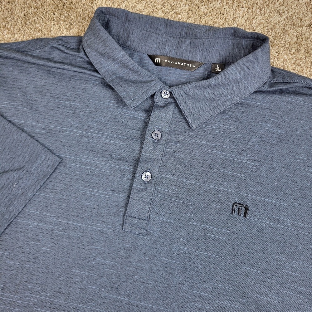 Travis Mathew Mens Large Solid Gray Performance Stretch Golf Polo Short Sleeve